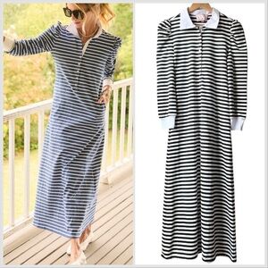 NWOT Buru Black White Striped Rugby Midi Dress Sz S